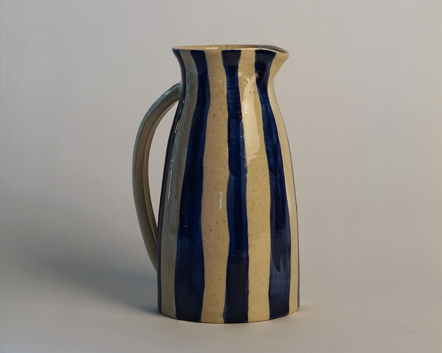 Royal Blue Striped Serving Pitcher