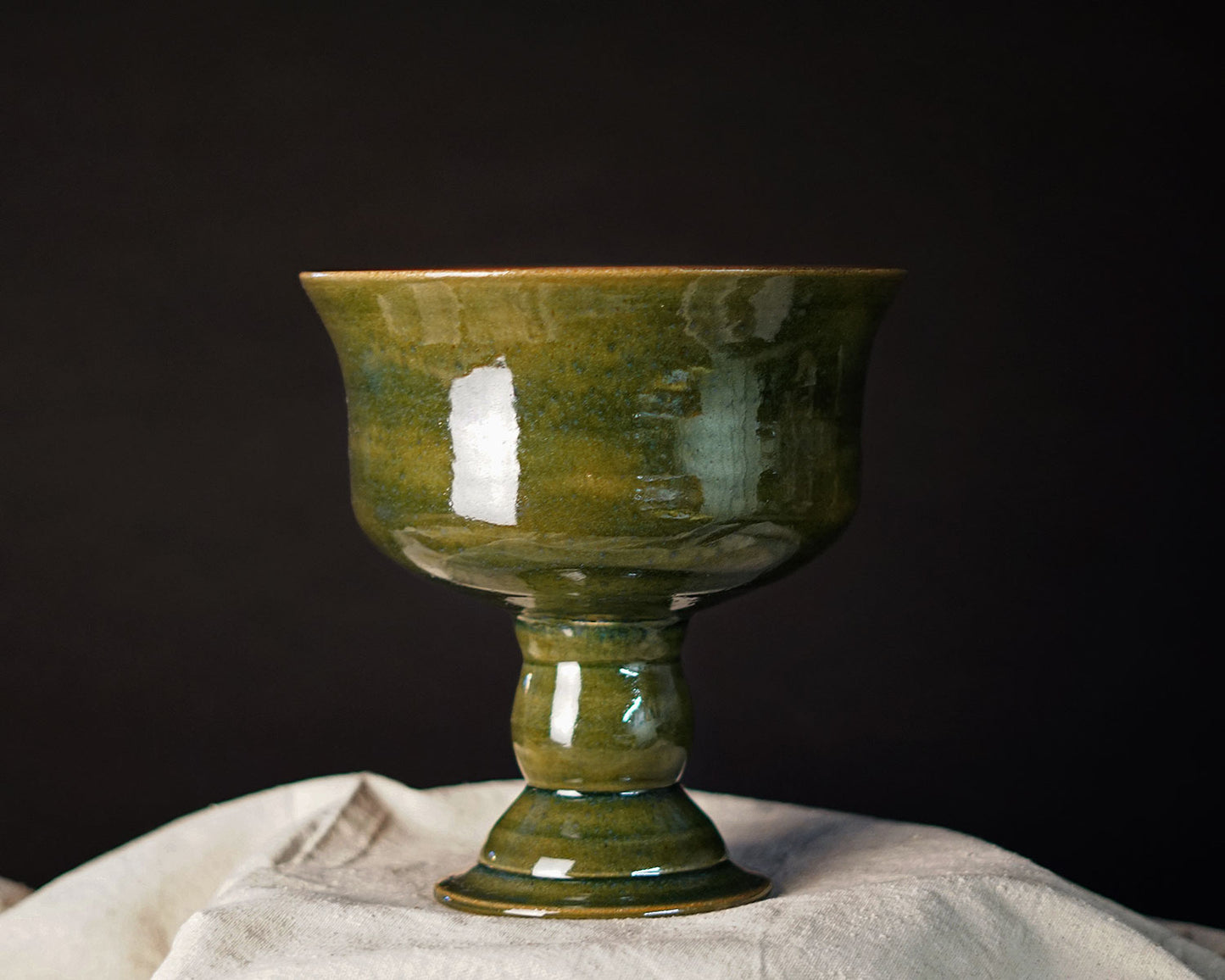 Enchanted Moss Green Pedestal Bowl